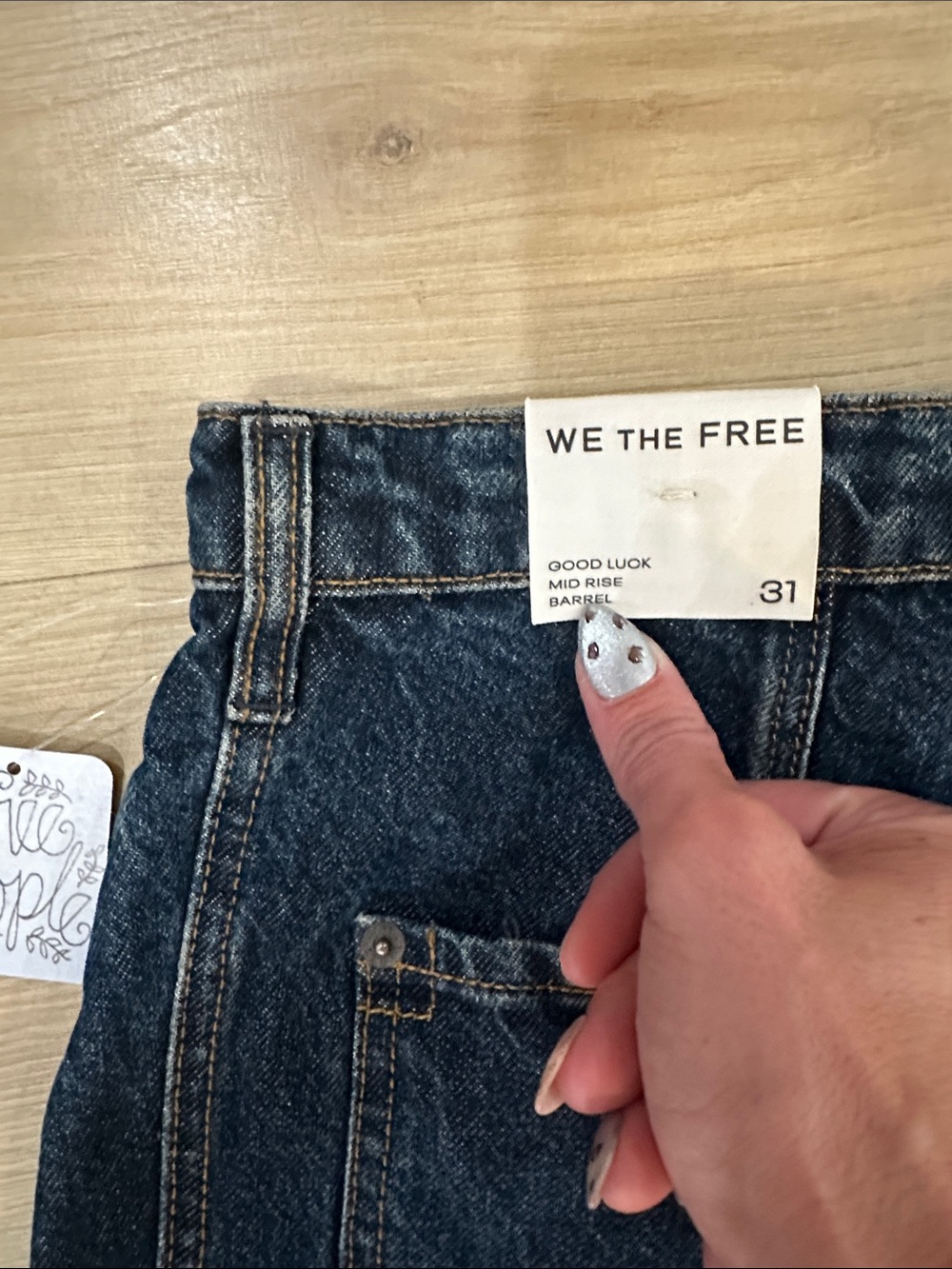 NWT We The Free Good Luck Mid Rise Barrel Jean-Deep End - Picture 6 of 6